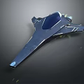 Futuristic Cosmic Spaceship with Sleek Dark Design and Blue Window for Interstellar Exploration
