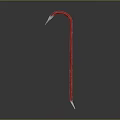 Red Curved Metal Crowbar Tool With Sharp Tips And Durable Construction