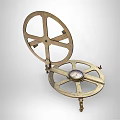 Vintage Brass Industrial Measuring Instrument With Dual Mechanical Wheels And Precision Dial