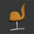 Modern Orange Leisure Chair With Curved Backrest Armrests And Metal Star Base
