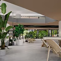 Serene Cafe Space With Lush Greenery Outdoor Seating And Natural Light