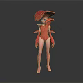 Game and Film Character Pink Humanoid With Mushroom Like Head And Tight Fitting Body