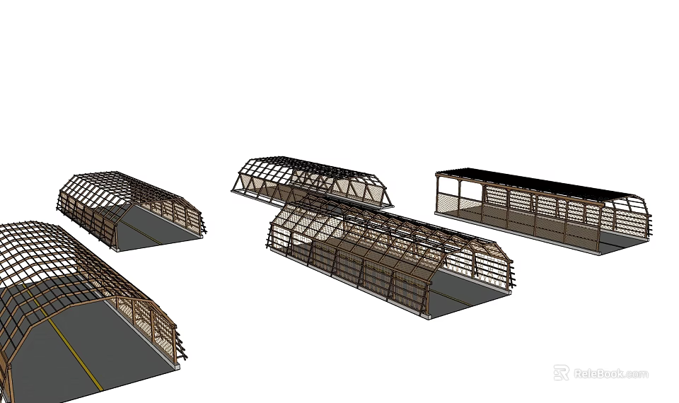 Garden Landscape Wooden Pergola Structures With Glass Roof And Various Designs 3d model 
