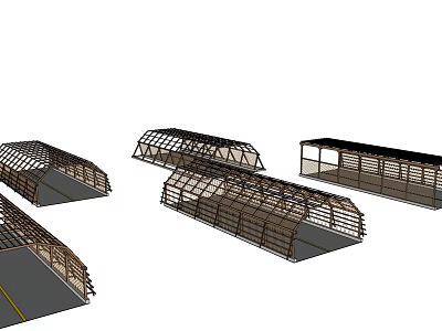 Garden Landscape Wooden Pergola Structures With Glass Roof And Various Designs 3d model