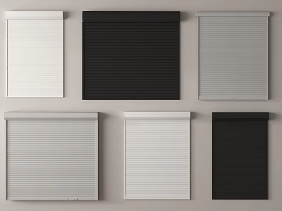 Home Roller Blinds With White Black Gray Colors And Striped Textures 3d model
