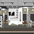 Modern Beauty Hair Salon Interior Design With Pendant Lights Tables Bookshelves And Chalkboard Menu