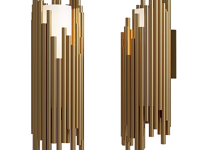 Modern Gold Metal Wall Lamps With Stylish Vertical Stripes Design 3d model