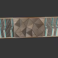 Elegant Feature Wall With Intricate Geometric Patterns And Colorful Striped Designs