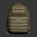 Durable Brown Backpack with Beige Stripes and Multiple Compartments for Outdoor Use 3d model