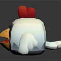 Low Poly Style Chicken Character With Red Comb And Yellow Beak 3d model