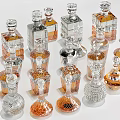 Elegant Various Shaped Glass Wine Bottles And Decorative Glasses Collection