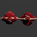 Cartoon Girl Characters With Red Hair Red Off Shoulder Dresses Bow Decorations Front Back Views