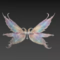 Delicate Vibrant Iridescent Fairy Wings With Colorful Gradient On Black Background
