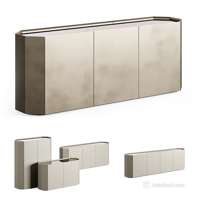 Sleek Modern Console Cabinet and Side Cabinet for Home Entryway Storage Solutions 3d model 