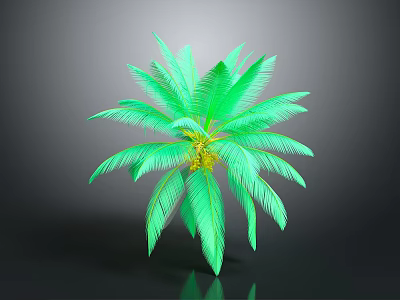 Green Palm Plant With Lush Green Leaves And Yellow Center In 3D Rendering 3d model