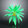 Green Palm Plant With Lush Green Leaves And Yellow Center In 3D Rendering