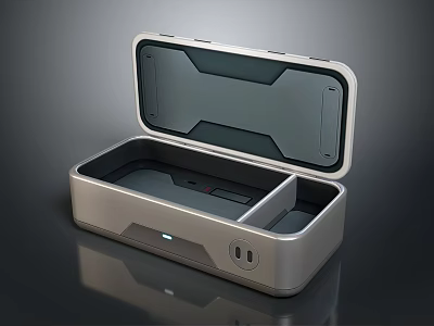 Modern Silver Open Storage Case With Compartments And Sleek Design For Organizing Small Items 3d model