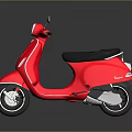 Shiny Red Classic Scooter With Black Seat Chrome Mirrors And Sleek Design