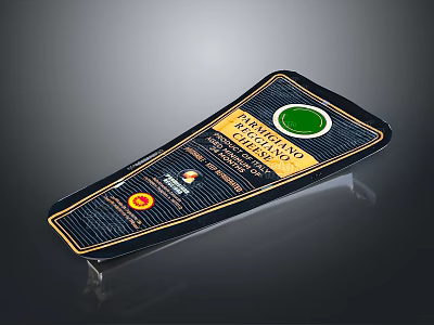 Authentic Pecorino Romano Cheese In Black And Gold Packaging With Green Label 3d model