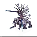 Fantasy Mythical Creature 3D Model With Multiple Tentacles And Purple Blue Design
