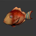 Colorful 3D Model Fish With Red Orange Body Green Eyes And Blue Orange Striped Tail