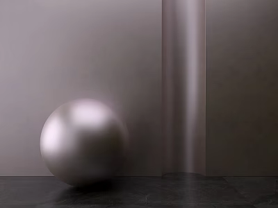 Minimalist Sculpture With Metallic Sphere And Column 3d model