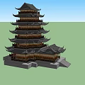 Chinese-style tower temple 3d model