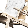 Natural Wooden Frame Leisure Chair With White Fluffy Fur Throw And Comfortable Minimalist Design