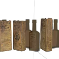 Vintage Elderflower Cordial Wine Bottles With Wooden Packaging Boxes On Wooden Table