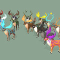 Modern Deer Herd Elk Fantasy Deer Herd 3d model