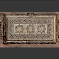 Decorative Wooden Chest With Intricate Carvings Geometric Motifs And Wooden Base