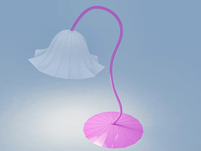 Modern Floor Lamp With Pink Pole White Petal Shaped Lampshade And Pink Base 3d model