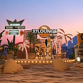 37 LOUNGE Beachfront Outdoor Lounge With Palm Trees Surfboards Cocktails Music And String Lights