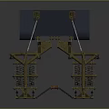 Mechanical Military Weapon With Metal Frame Chain Components And Blue Panel