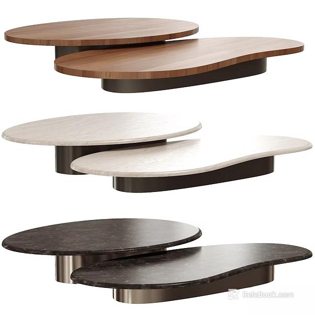 Modern Dining Tables With Various Designs Different Colored Tops And Sleek Metal Bases 3d model 