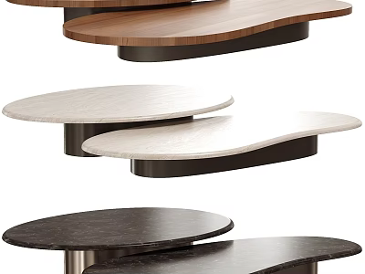 Modern Dining Tables With Various Designs Different Colored Tops And Sleek Metal Bases 3d model