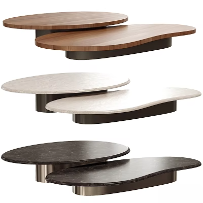 Modern Dining Tables With Various Designs Different Colored Tops And Sleek Metal Bases 3d model