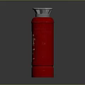 Red Household Fire Extinguisher With Silver Top And Safety Instructions Label