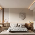 Modern Hotel Guest Room With King Bed Wooden Furniture And Stylish Wall Decorations