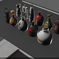 Colorful Wine Bottles And Glasses Displayed On Modern Gray Table With Diverse Designs
