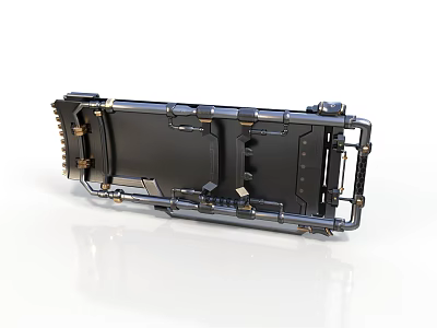 Black Industrial Metal Frame Equipment Base With Shiny Surface And Bolted Connectors 3d model