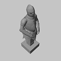 Ornate Knight Armor With Golden Black Decoration On Wooden Display Base