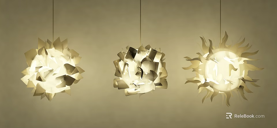 Modern Unique Designed Pendant Lights With Petal Shaped Structures And Soft Illumination 3d model