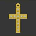 Golden Cross Pendant With White Gemstones And Hanging Loop For Daily Use