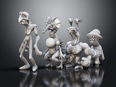 3D Models Of Game And Movie Characters With Diverse Unique Fantasy Creature Designs 3d model