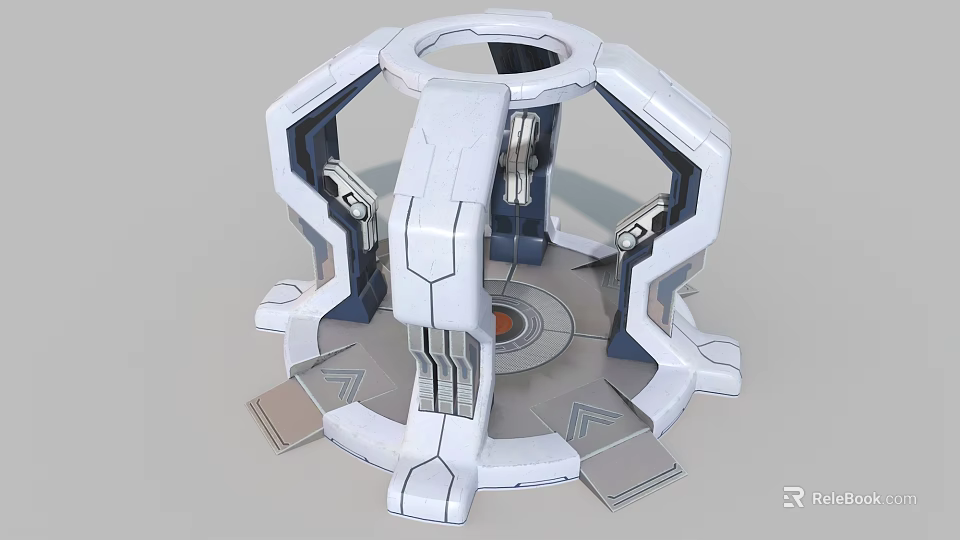 Smart Machine With Circular Design Mechanical Arms And Futuristic Metallic Structure 3d model 