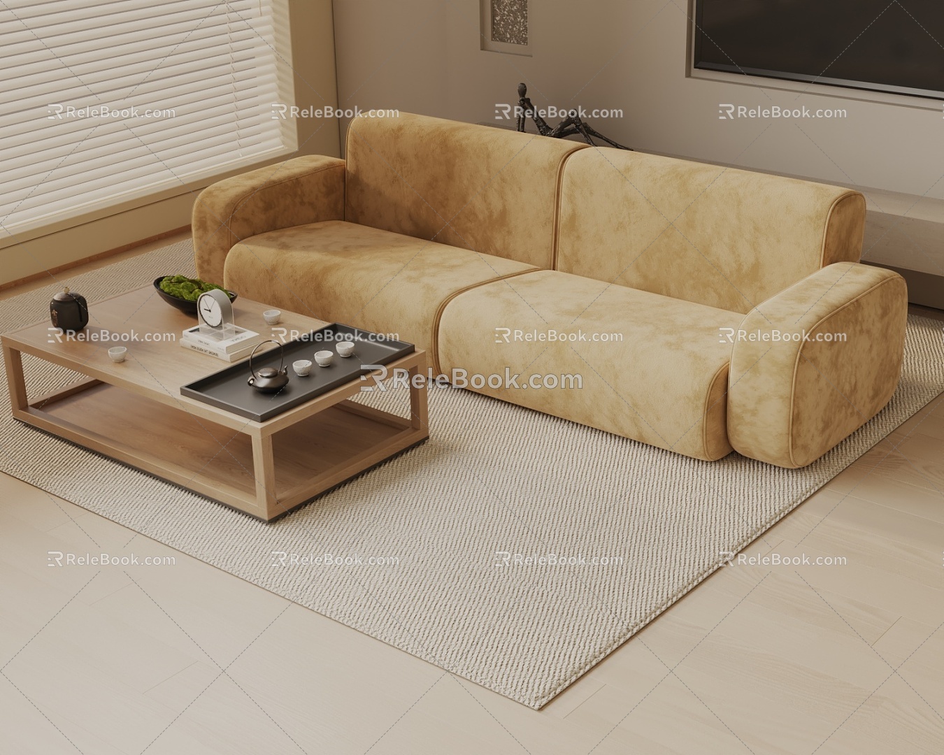 Three-seat sofa 3d model