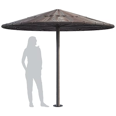 Large Outdoor Garden Decorative Umbrella With Intricate Carved Design And Metal Stand 3d model