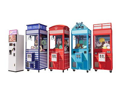 Colorful Claw Machines For Kids Entertainment With Various Designs And Vibrant Styles 3d model