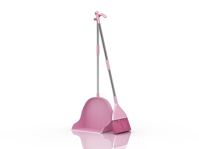 Pink Broom And Dustpan Set For Daily Household Cleaning Tools 3d model